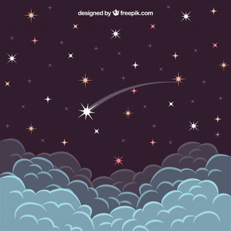 Free Vector Falling Star Above The Clouds
