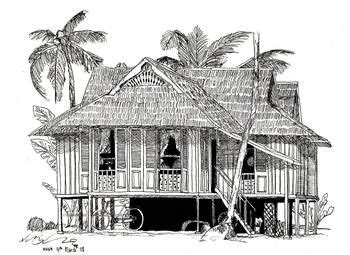Rumah Kampung Malaysia By Nadiah Najib Architecture Sketch Large