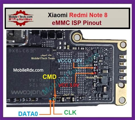 Redmi Note 8 EMMC ISP Pinout For Remove MI Account And FRP