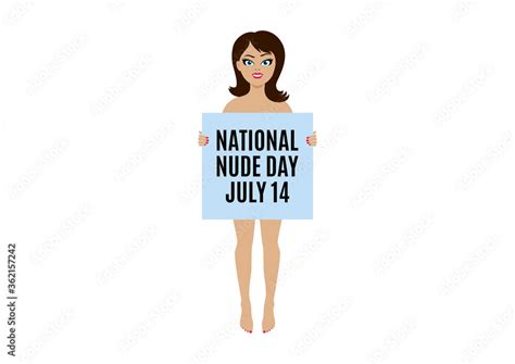 National Nude Day Vector Sexy Naked Woman Holding A Sign Vector Naked Woman Icon Isolated On A