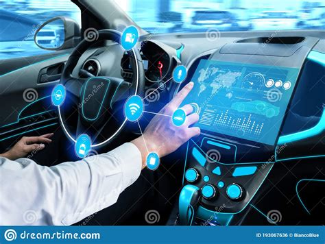 Driverless Car Interior With Futuristic Dashboard For Autonomous