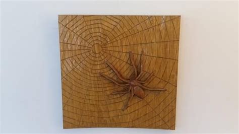Relief Carving Of A Spider Sitting In A Web Hand Carved By Harry
