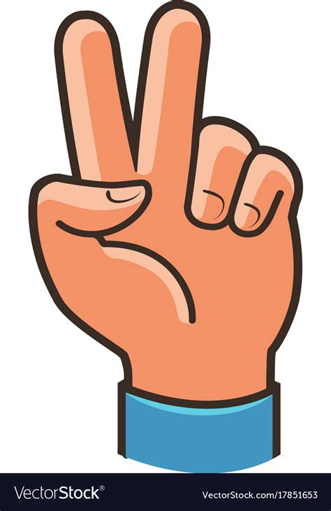 Victory Sign Gesture Two Fingers Raised Up Vector Image