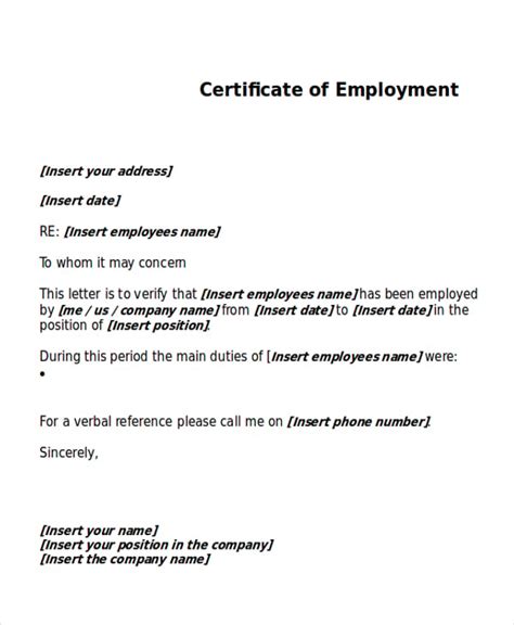 Work Certificate Templates 9 Free Word And Pdf Formats Samples