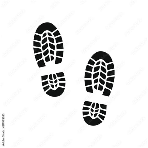 Human Shoes Black Silhouette On White Background Foot Step Safety Shoe