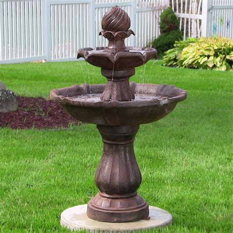 Sunnydaze Two Tier Solar Outdoor Water Fountain With Battery Backup