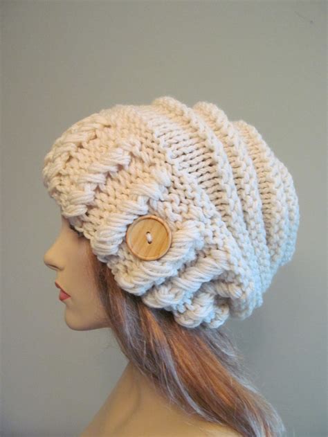Cream Oversized Winter Hat Slouchy Beanie Slouch Hats Baggy Beret
