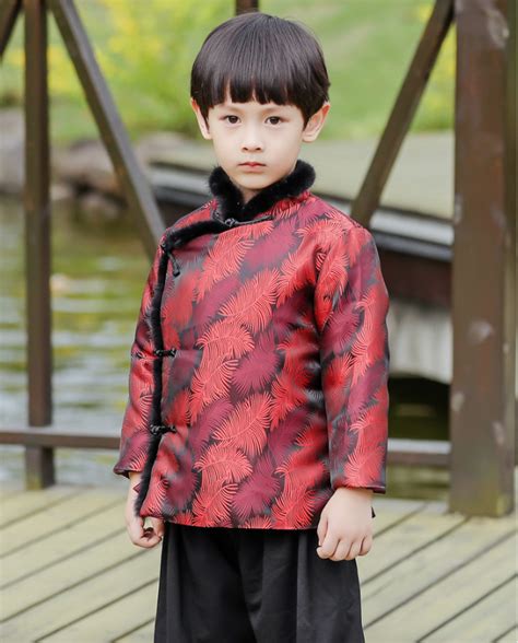 Traditional Chinese Long Sleeve Tang Padded Clothing For Boys Girls