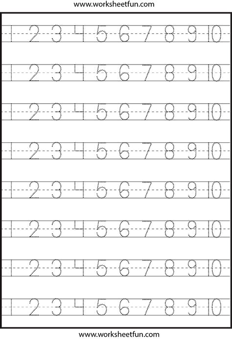 Tracing Numbers 1-10 Worksheet