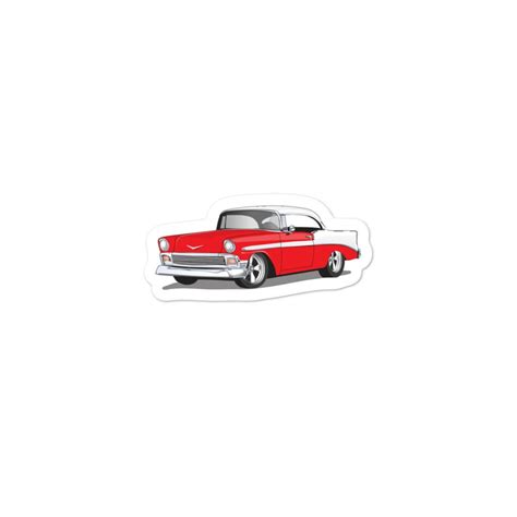 1956 Red And White Chevy Bel Air Sticker Decal Etsy