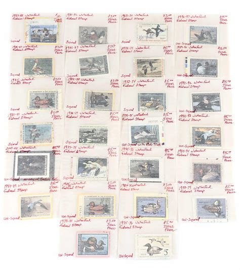 Lot Lot Of 26 Assorted Federal Waterfowl Duck Postage Stamps