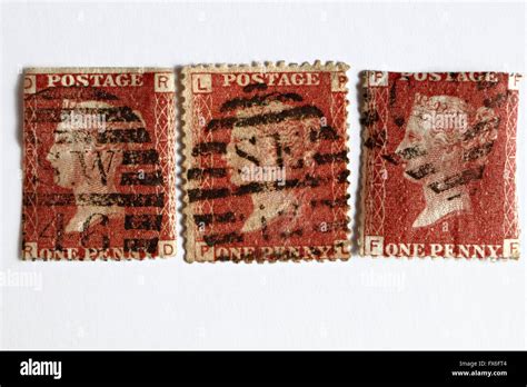 3 Victorian Penny Red Postage Stamps Stock Photo Alamy
