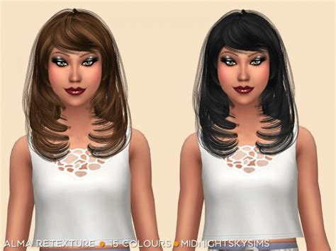 Simsworkshop Alma Retextured Hair By Midnightskysims Sims 4 Hairs