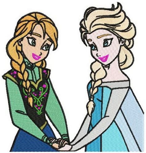Anna Elsa Frozen Disney Machine Embroidery Design In 4 Sizes Frozen