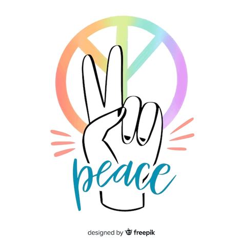 Free Vector Lettering Peace Sign Hand
