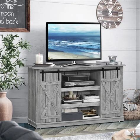 Sliding Barn Door Tv Stand For Tvs Up To 60console Table Wstorage