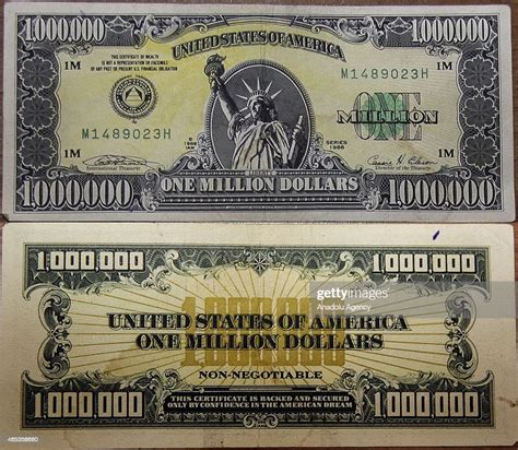 A certificated one million dollar bill is seen after Turkish... News Photo - Getty Images
