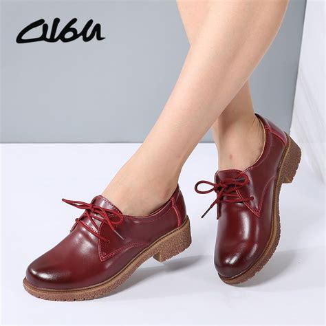 Only 2107 O16u Women Lace Up Oxfords Shoes Real Leather Rubber Sole
