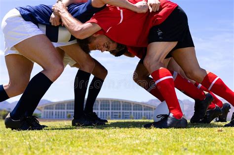 Rugby Teams Taking Pledge In Stadium Stock Image Image Of Black Headband 152107459