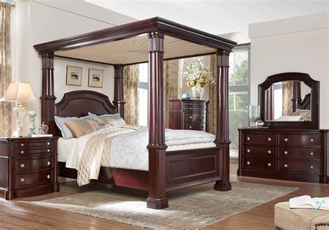 Dumont Pc Dark Cherry Wood King Bedroom Set King Bedroom Sets Canopy Bedroom Canopy
