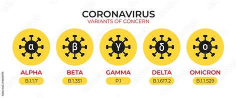 Coronavirus Variants Or Mutations Banner Template Covid 19 Icons With