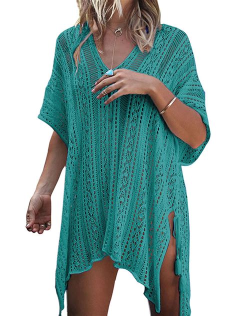Knit Beach Cover Up Women Hollow Out Bathing Suit Bikini Swimsuit