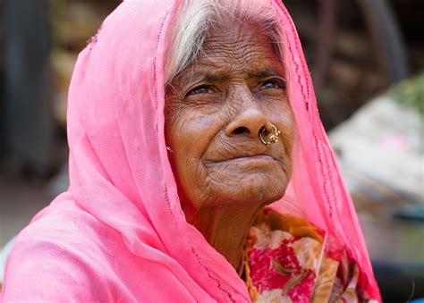Portrait Of Old Woman In Udaipur Rajasthan India By Fabiola
