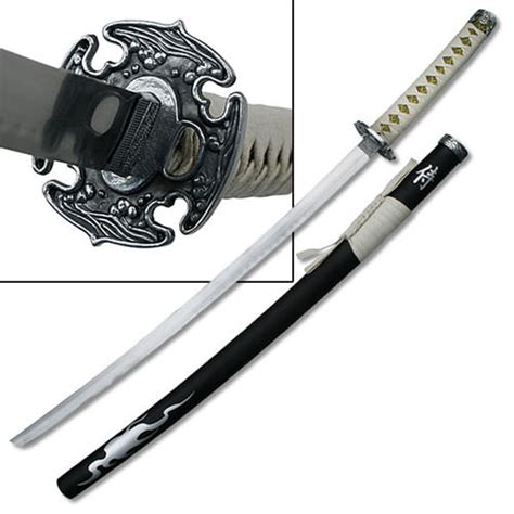 White Samurai Sword With Flamming Pattern Js 845w