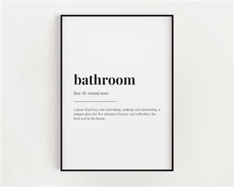 Bathroom Definition Print Wall Art Print Bathroom Print Etsy