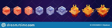 Game Rank Icons Level Badges Hexagon Tags Set Cartoon Vector Cartoondealer Com