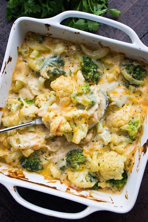 This chicken and broccoli recipe is the authentic restaurant version with a delicious brown sauce. Garlicky and Cheesy Cauliflower Broccoli Bake - Diethood
