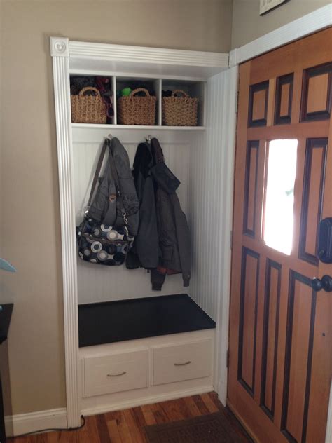 Small Front Hall Closet Turned In To Mini Mud Room 1000 In 2020