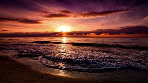 Desktop Wallpaper Horizon Nature Sunset Beach Hd Image Picture