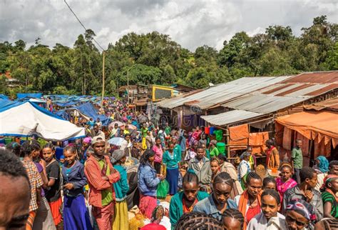 Popular And Crowded African Market In Jimma Ethiopia Editorial Image