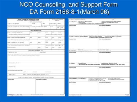 Ppt Introduction To The New Nco Counseling And Support Form Da Form