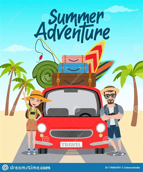 Summer Adventure Vector Concept Design Summer Adventure Text With