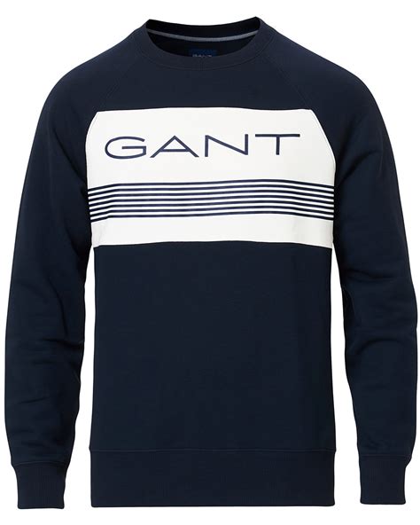 Gant Striped Crew Neck Sweatshirt Evening Blue Hos