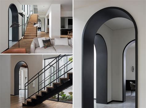 Matte Black Lined Archways Complement Other Black Accents Throughout