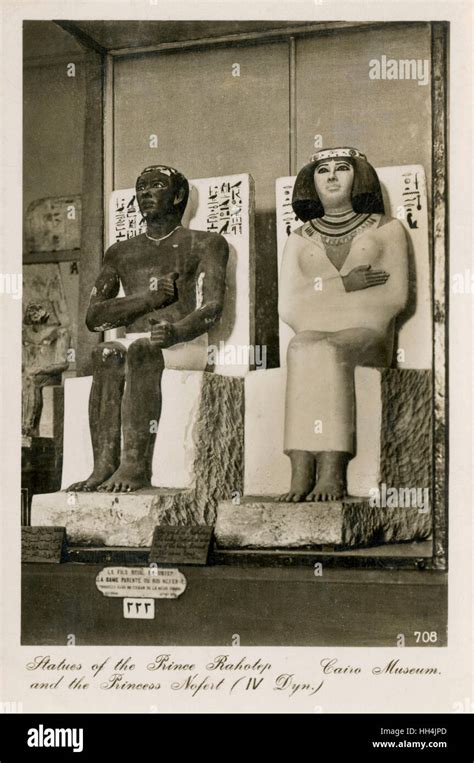 sitting statues of prince rahotep and princess nofret 4th dynasty in the egyptian museum