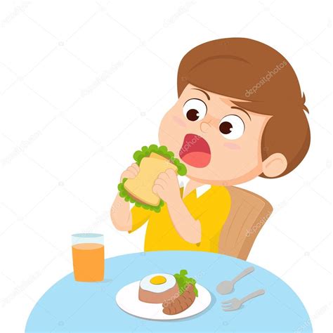 Dibujos animados vector ilustración para el sitio web, publicidad, cartel, folleto. Dibujos: comiendo | Dibujos animados niños comiendo ...