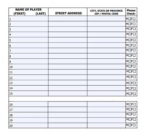 Sample Baseball Roster Template 9 Free Documents In Pdf Word Excel
