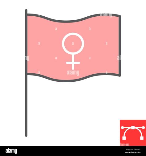 Feminism Flag Color Line Icon Sexism And Feminism Women Rights Flag