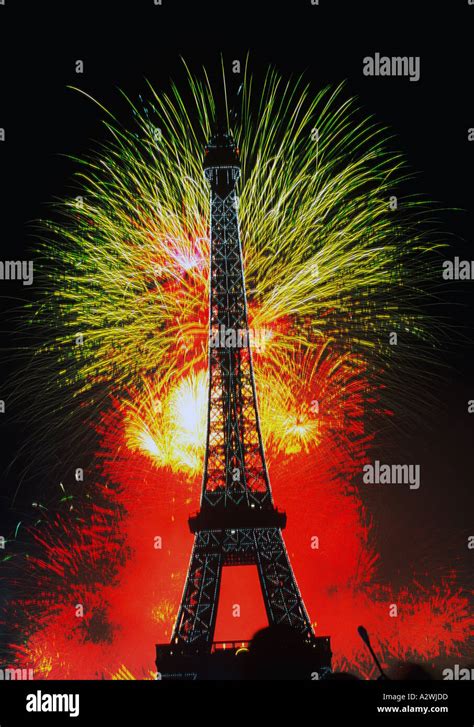 Fireworks Eiffel Tower Paris France Stock Photo Alamy