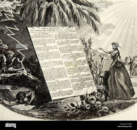 Grabado De 1789 Mostrando La Declaración De Los Derechos Del Hombre