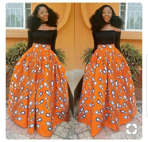 Maxi Dashiki Skirt Long Orange Skirt Handmade Ankara Skirt African