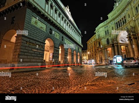 Napoli Naples City Center Street Night Teatre San Carlo Stock Photo Alamy