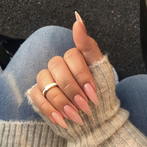 Nude Almond Nails Jelly Neutral 2019 Pointy Nails Long Almond Nails