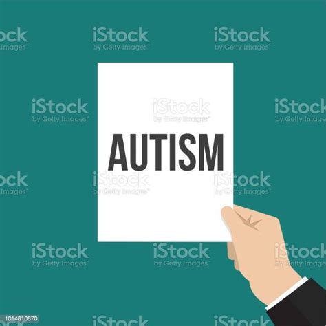 남자 보여주는 종이 자폐증 텍스트 개발에 대한 스톡 벡터 아트 및 기타 이미지 개발 교육 낮 Istock