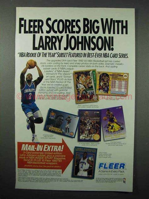 Larry legend was just that: 1992 Fleer NBA Basketball Cards Ad - Larry Johnson
