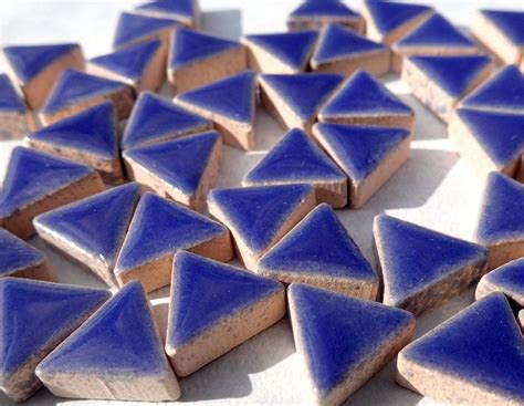 Denim Blue Mini 15mm Triangle Ceramic Tiles 50g